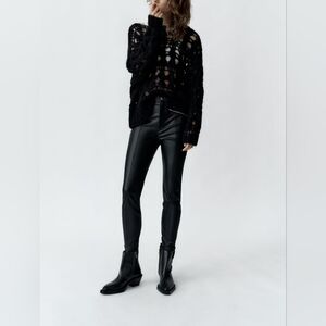 ZARA ZIPPERED FAUX LEATHER LEGGINGS